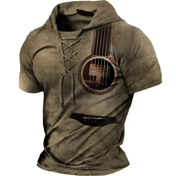 Мужская уличная гитара музыкальный инструмент графическая шнуровка пуловер футболка с капюшоном