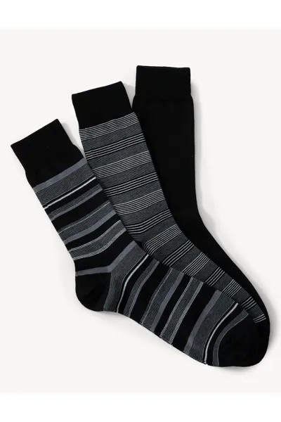 Носки из модала, 3 пары Marks & Spencer, черный