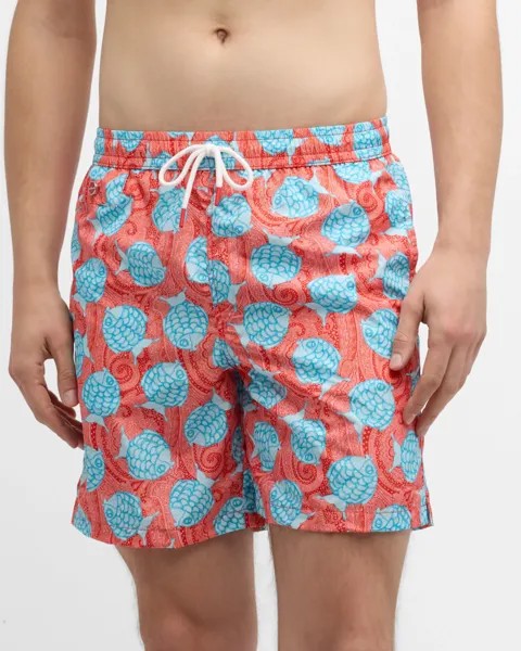 Мужские плавки с рыбным принтом Kiton, цвет Orange Multi