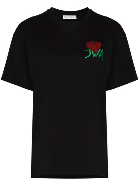 JW Anderson logo strawberry-embroidered T-shirt