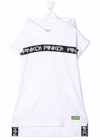 Pinko Kids платье с капюшоном и графичным принтом