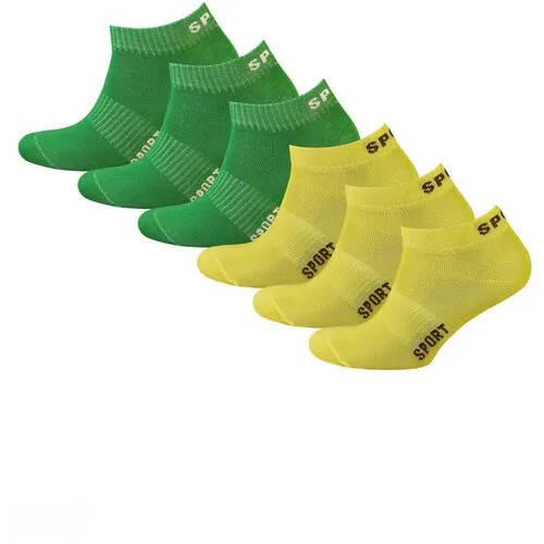 Носки STATUS, 6 пар, размер 23-25, зеленый, желтый