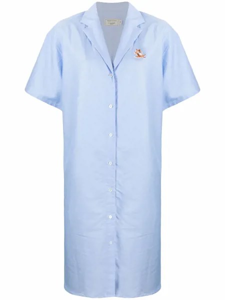 Maison Kitsuné платье-рубашка с вышитым логотипом