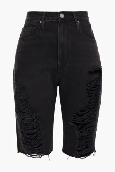 Джинсовые шорты-бермуды Le Vintage с потертостями Frame, черный