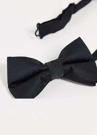 Черные атласные пояс и галстук-бабочка ASOS DESIGN-Черный цвет