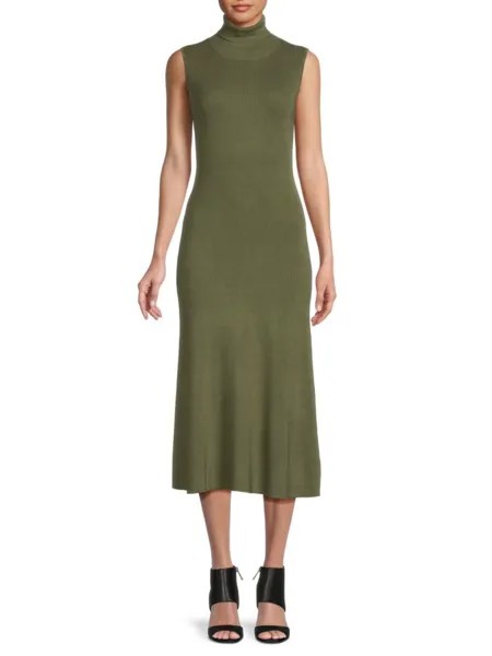 Платье-свитер без рукавов с высоким воротником Saks Fifth Avenue, цвет Olive