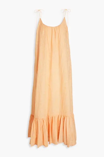 Хлопковое платье макси со сборками Bossa Agua By Agua Bendita, пастельно-оранжевый
