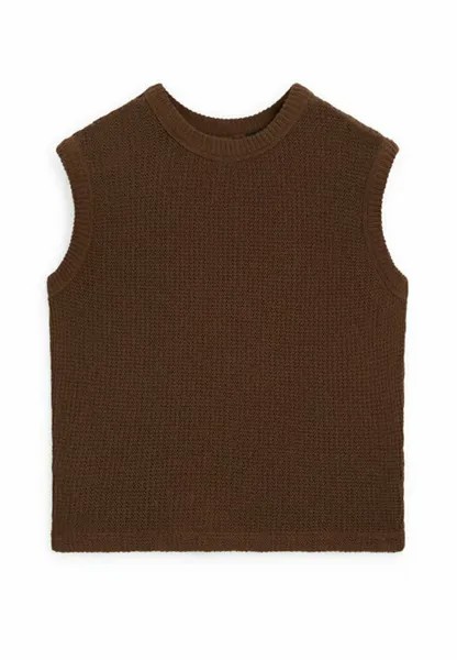 Вязаный свитер SLEEVELESS Massimo Dutti, цвет dark brown