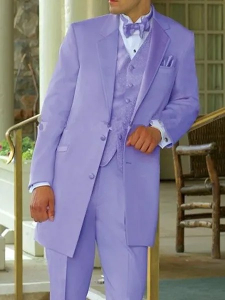 Новинка 2022, индивидуальный заказ, облегающий светло-фиолетовый Блейзер, мужской костюм для свадьбы, плащ с лацканами, одежда для жениха, 3 шт....