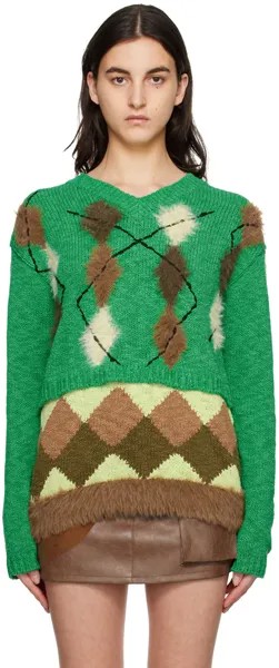 Зеленый свитер с ромбами Andersson Bell