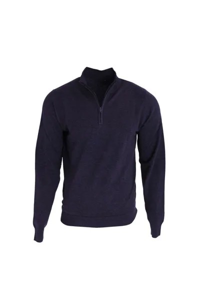 1 4 вязаный свитер с воротником на молнии Premier, темно-синий