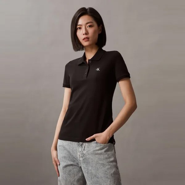 Рубашка-поло женская Calvin Klein Jeans с короткими рукавами и принтом, белый