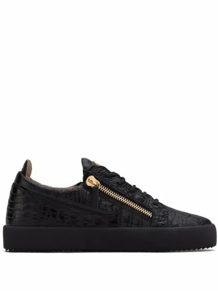 Giuseppe Zanotti кеды Frankie с тиснением под крокодила, черный
