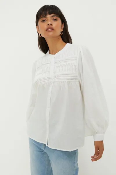 Блуза на пуговицах со складками спереди Dorothy Perkins, белый