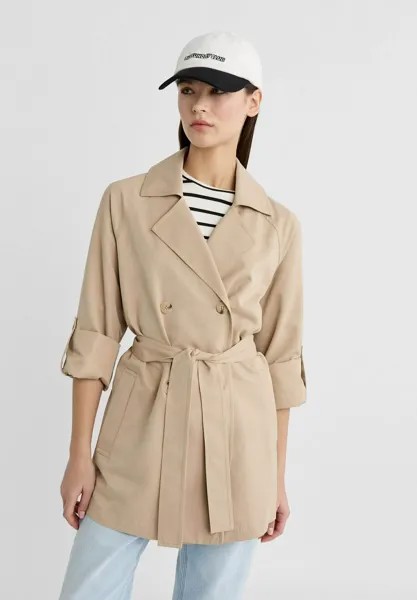 Тренч FLOWING Stradivarius, цвет beige