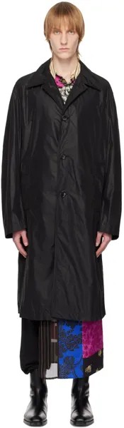 Черное пальто с воротником-стойкой Dries Van Noten