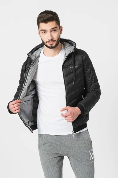 Зимняя куртка с пухом и капюшоном Armani Exchange, черный
