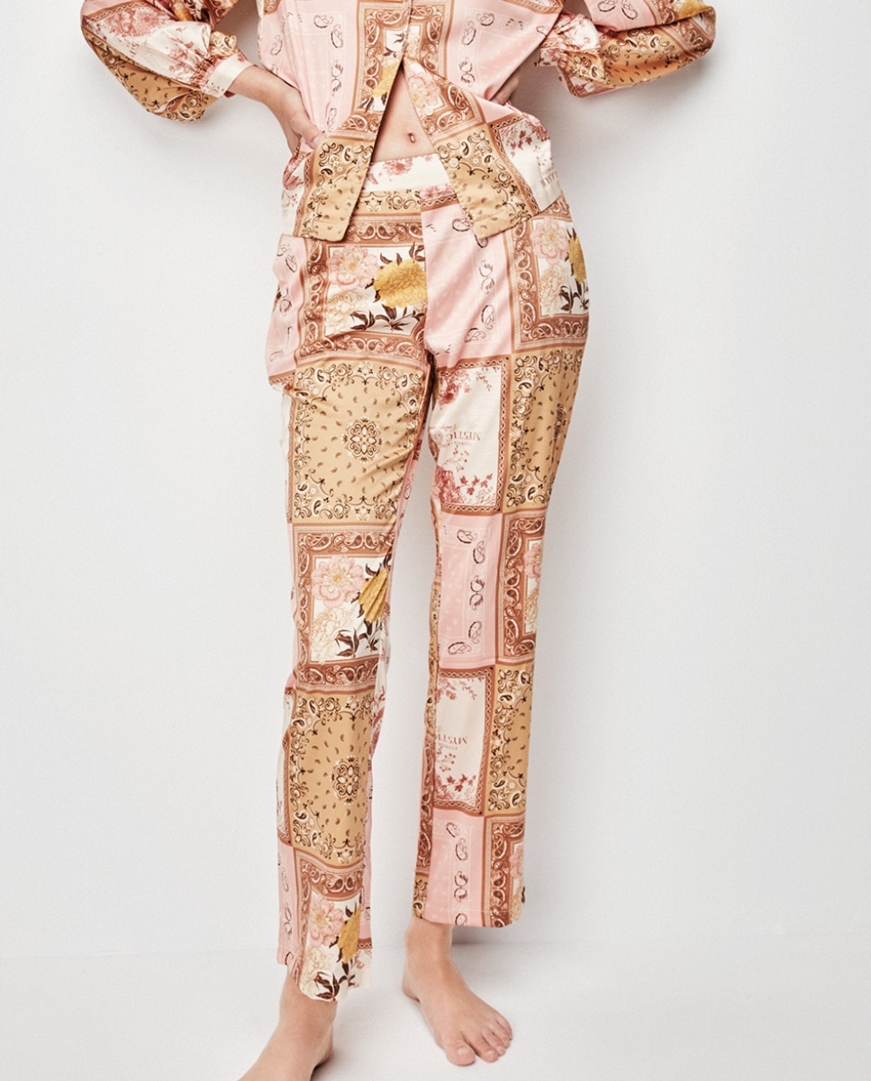 Длинные женские пижамные брюки из атласной ткани Gisela, мультиколор