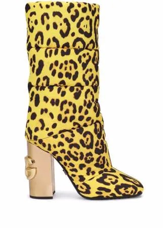 Dolce & Gabbana дутые сапоги с леопардовым принтом
