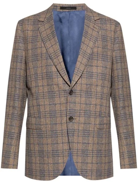 Paul Smith однобортный пиджак в клетку, коричневый