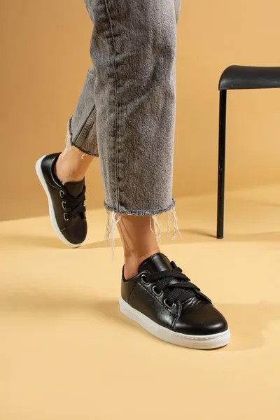 Удобные толстые женские кроссовки на шнуровке LCW320-23 Pembe Potin, черный