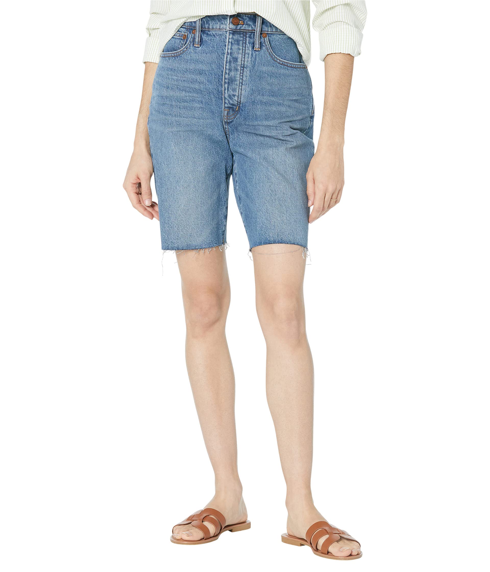 Шорты Madewell, High-Rise Long Denim Shorts in Brightwood Wash