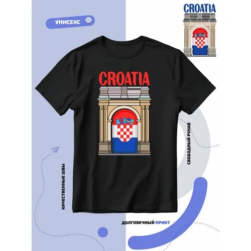 Футболка SMAIL-P флаг Хорватии-Croatia и достопримечательность, размер 6XL, черный