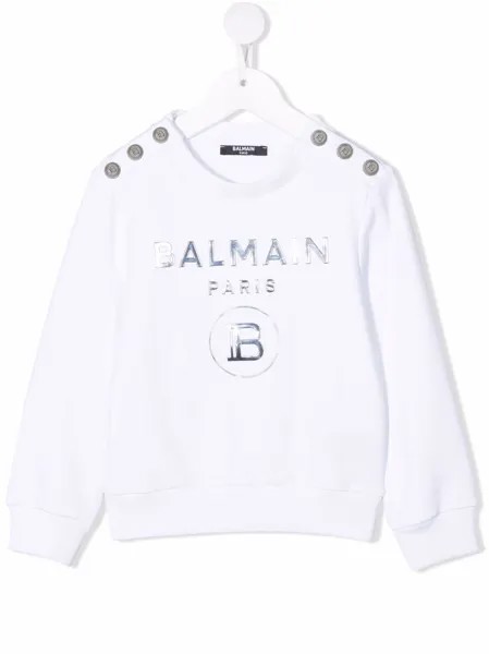 Balmain Kids толстовка с тисненым логотипом