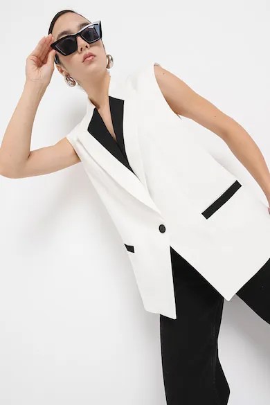 Куртка с разрезными лацканами Karl Lagerfeld, слоновая кость, черный