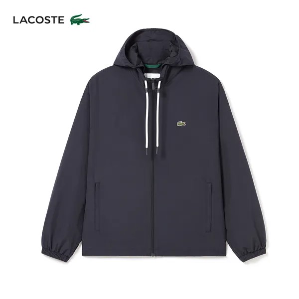 Куртка мужская спортивная Lacoste со съемным капюшоном и шнурком, темно-синий