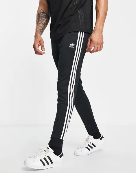 Черные узкие джоггеры с тремя полосками adidas Originals adicolor - BLACK