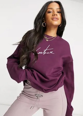 Бордовый свитшот в стиле oversized от комплекта The Couture Club-Красный