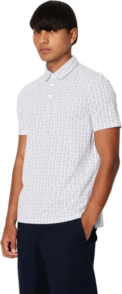 Рубашка-поло All Over AX Logo Polo Armani Exchange, цвет White B. Outline Logo