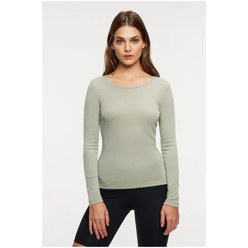 Лонгслив облегающий базовый в рубчик Befree 2311460486-13-XS хаки/оливковый размер XS
