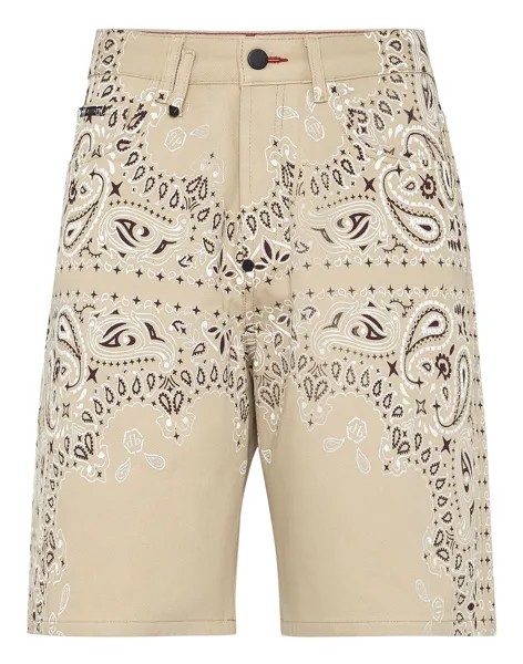 Джинсовые шорты Пейсли Бандана Philipp Plein, бежевый