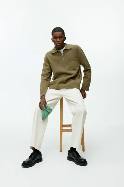 Хлопковый свитер с короткой молнией H&M, хаки