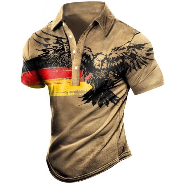 Мужская футболка-поло с принтом немецкого флага и орла