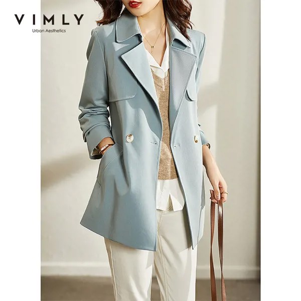 Короткий Тренч VIMLY для женщин, Осень-зима 2021, корейская мода, двубортный жакет с отворотом и поясом, элегантное женское пальто F8987