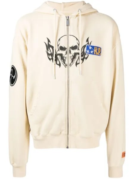 Худи Flaming Skull на молнии Heron Preston, бежевый