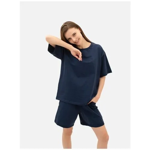 Костюм RICH LINE, футболка и шорты, повседневный стиль, полуприлегающий силуэт, размер M, синий