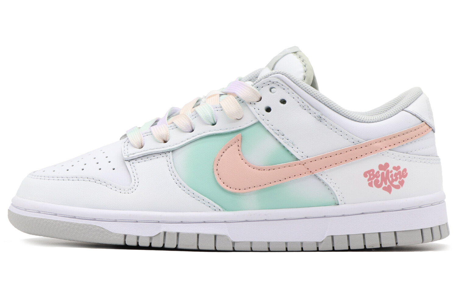 Кроссовки Nike Dunk Skateboarding Shoes Women's Low-top Pink-white-green, зеленый