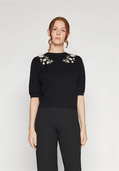 Свитшот Object OBJTHESS EMBROIDERY, цвет black/sandshell embroidery