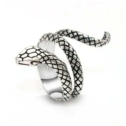 Кольцо безразмерное Змея, металл, цвет серебро