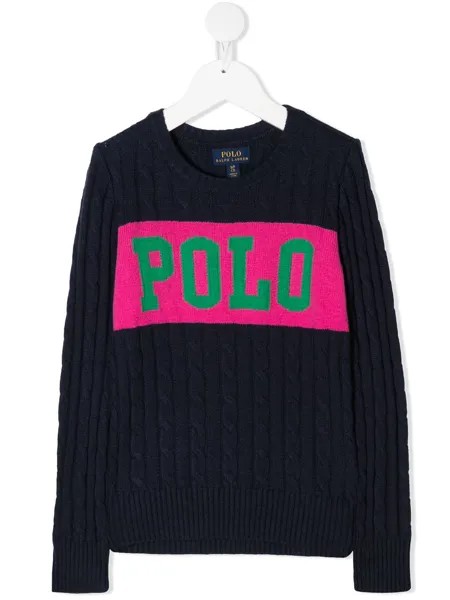 Ralph Lauren Kids джемпер фактурной вязки с логотипом