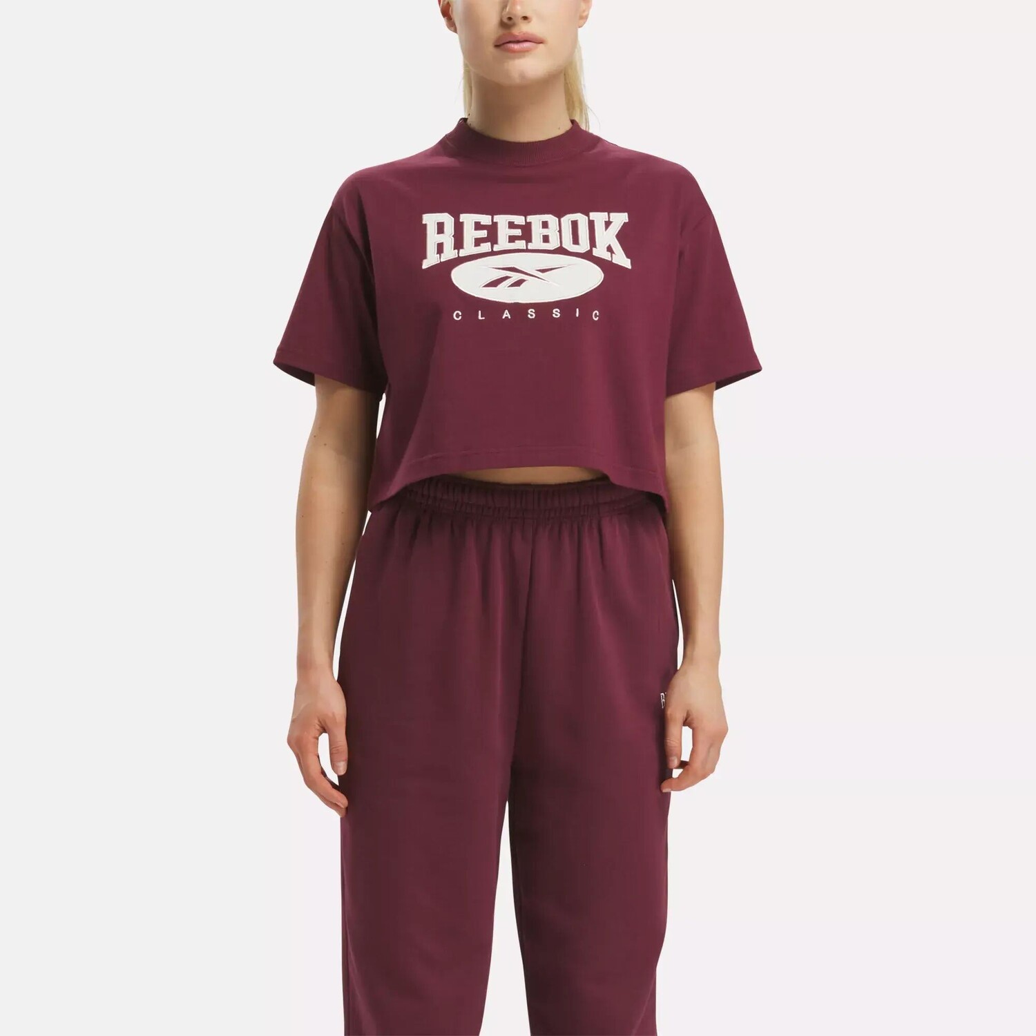 Укороченная футболка с большим логотипом Classics Archive Essentials Reebok, бордовый