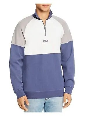 Мужской синий свитер FILA с длинными рукавами и молнией в четверть, размер XL