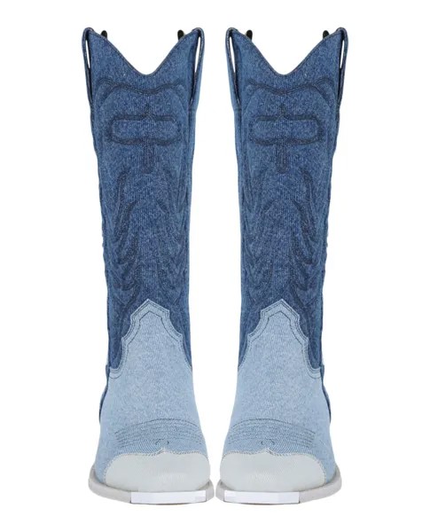 Джинсовые ковбойские сапоги Off-White, цвет Bleach White