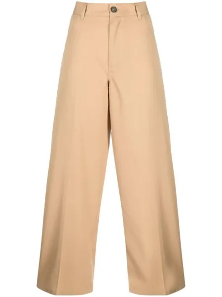 Jil Sander широкие брюки с завышенной талией, нейтральный цвет