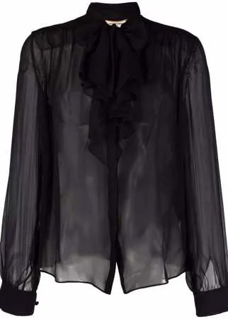 Saint Laurent полупрозрачная блузка с оборками