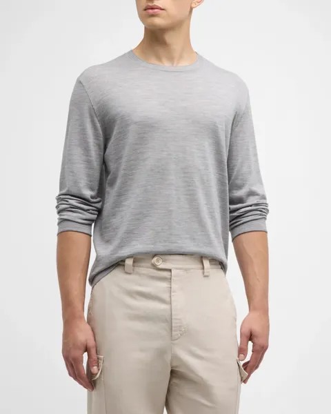 Мужская футболка с круглым вырезом Fine Gauge Brunello Cucinelli, цвет Light Grey
